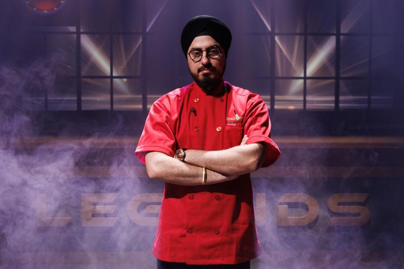 Chef Jassi Bindra poses, as seen on Chopped: Legends, Season 59.