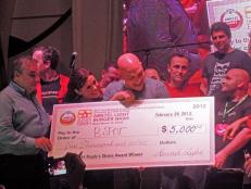 The winner of the 2012 Burger Bash is Food Network's Michael Symon, winning the People's Choice Award three years in a row.