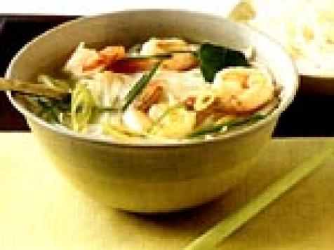 Hot and Sour Shrimp Soup with Noodles and Thai Herbs