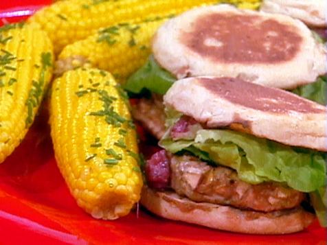 Cranberry Bog Turkey Burgers, served with Corn on the Cob with Chive Butter