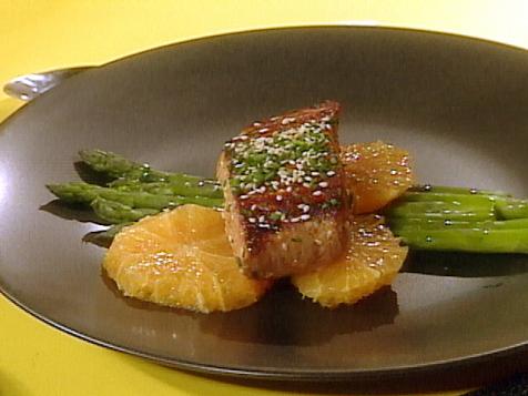 Grilled Mahi Mahi Fillets and Asparagus with Orange and Sesame