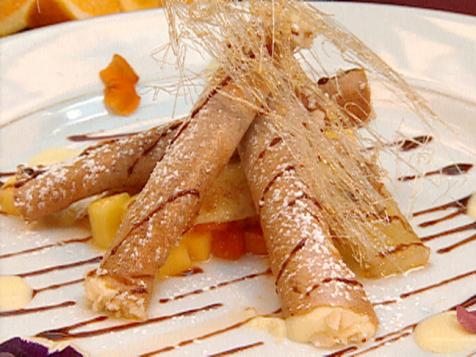 Banana Cigars with Coconut Creme Brulee and Tropical Rum Salsita