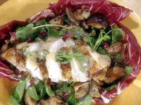 Watercress and Radicchio Salad with Barbecued Chicken Breast