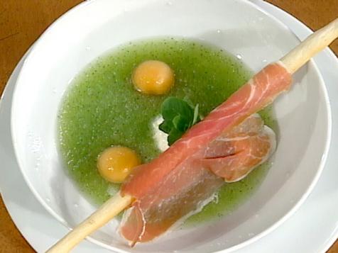 Melon Soup with Prosciutto Breadsticks