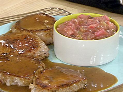 Sauteed Pork Chops with Sherry-Berry Pan Gravy, Rhubarb Chutney