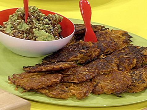 Spicy Sweet Potato Pancakes with Holiday Guacamole