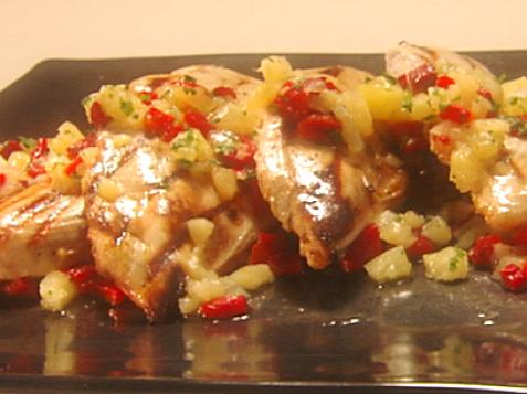 Yogurt Grilled Chicken Breast with Pineapple Roasted Red Pepper Salsa