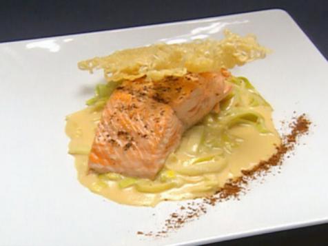Salmon over Creamed Leeks with Apple Butter Sauce