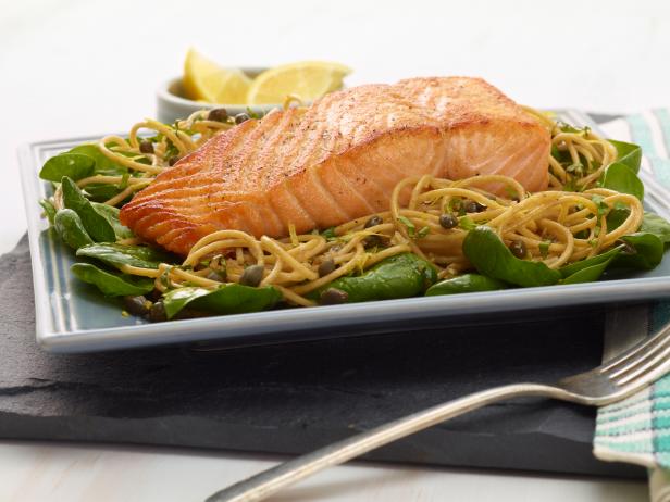 salmon with spaghetti