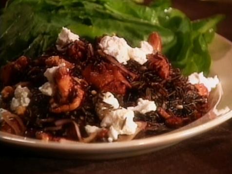Wild Rice and Chanterelle Salad with Dried Fruit, Goat Cheese, and Walnuts