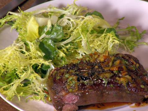 Orange-Tarragon Duck Breast with Green Salad and Asparagus-Almond Rice