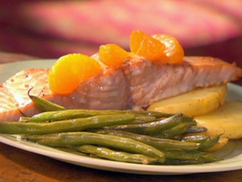 Teriyaki Roasted Salmon with Oranges, Fingerling Potatoes and Haricots Verts