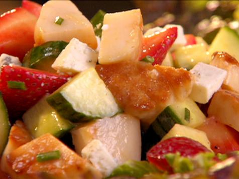 Scallop Salad with Strawberries, Cucumber and Gorgonzola in Citrus-Dijon Vinaigrette