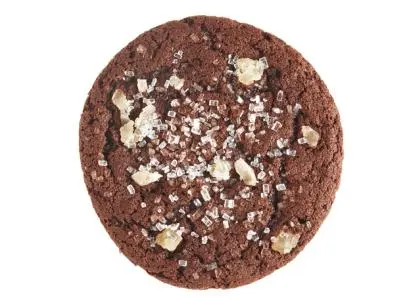 A chocolate gingerbread cookie against a white background