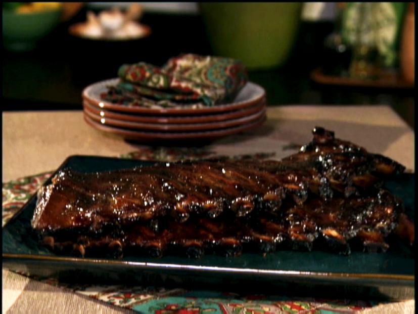 Honey-Mustard Glazed Ribs in Oven and Broiler Recipe | Bobby Flay | Food Network