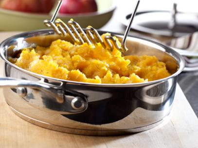 Mashed Pumpking and Apples in a cooking pan