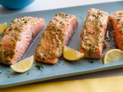Broiled Salmon with Herb Mustard Glaze