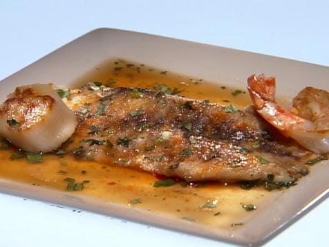 Main Challenge: Grilled Barramundi with Wasabi Sauteed Shrimp and Scallops in an Asian Broth