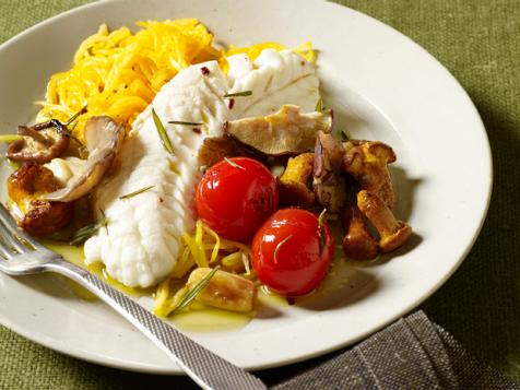 Bass Agrodolce with Spaghetti Squash and Mushrooms