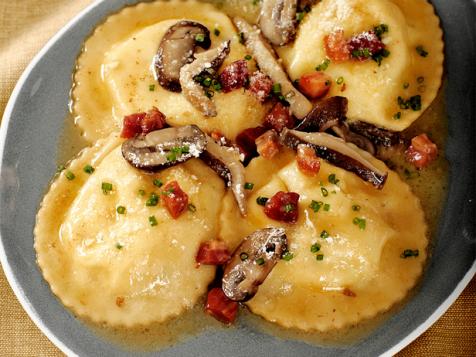 Ricotta-Taleggio Ravioli with Wild Mushroom Sauce
