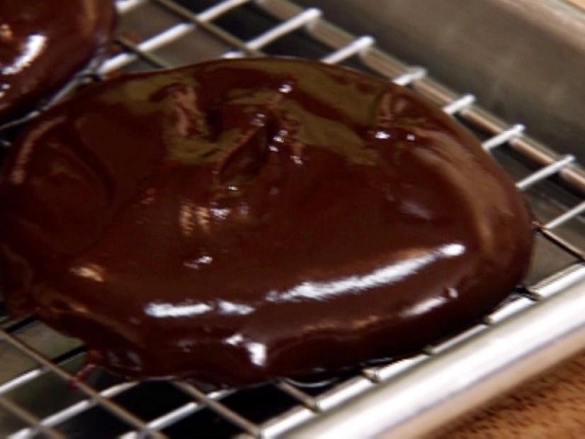 Chocolate dipped cookie has a glaze of semisweet and bittersweet chocolate over the top.