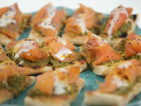 Smoked Salmon Canape with Green Olive Grapefruit Tapenade