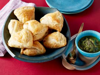Aarti Sequeira's Baked Samosas with Mint Chutney for Apetizers, Sides, Dips as seen on Cooking Channel's Aarti Party