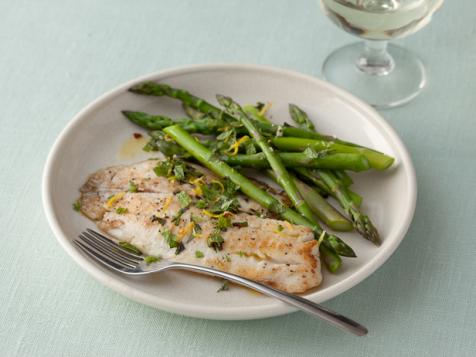 Seared Tilapia with Asparagus and Spicy Mint Gremolata