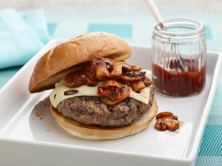 Swiss And Mushroom BBQ Burger Recipe The Neelys Food Network