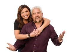 (L-R) Hosts Rachael Ray and Guy Fieri as seen on Food Network's Rachael Vs. Guy: Celebrity Cook Off Season 1