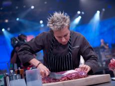 Rival-Chef Elizabeth Falkner in a head-to-head battle against Rival-Chef Geoffrey Zakarian in Episode 8 Finale Battle "Holiday Extravaganza" as seen on Food Network Next Iron Chef Season 4.
