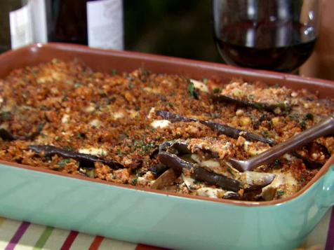 Eggplant Casserole with Red Pepper Pesto and Cajun Breadcrumbs