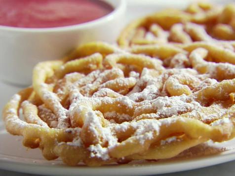 Funnel Cakes with Strawberry Sauce