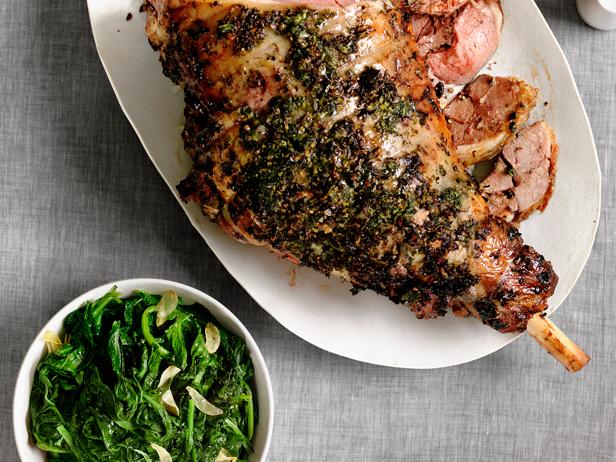 herbed leg of lamb with roasted turnips