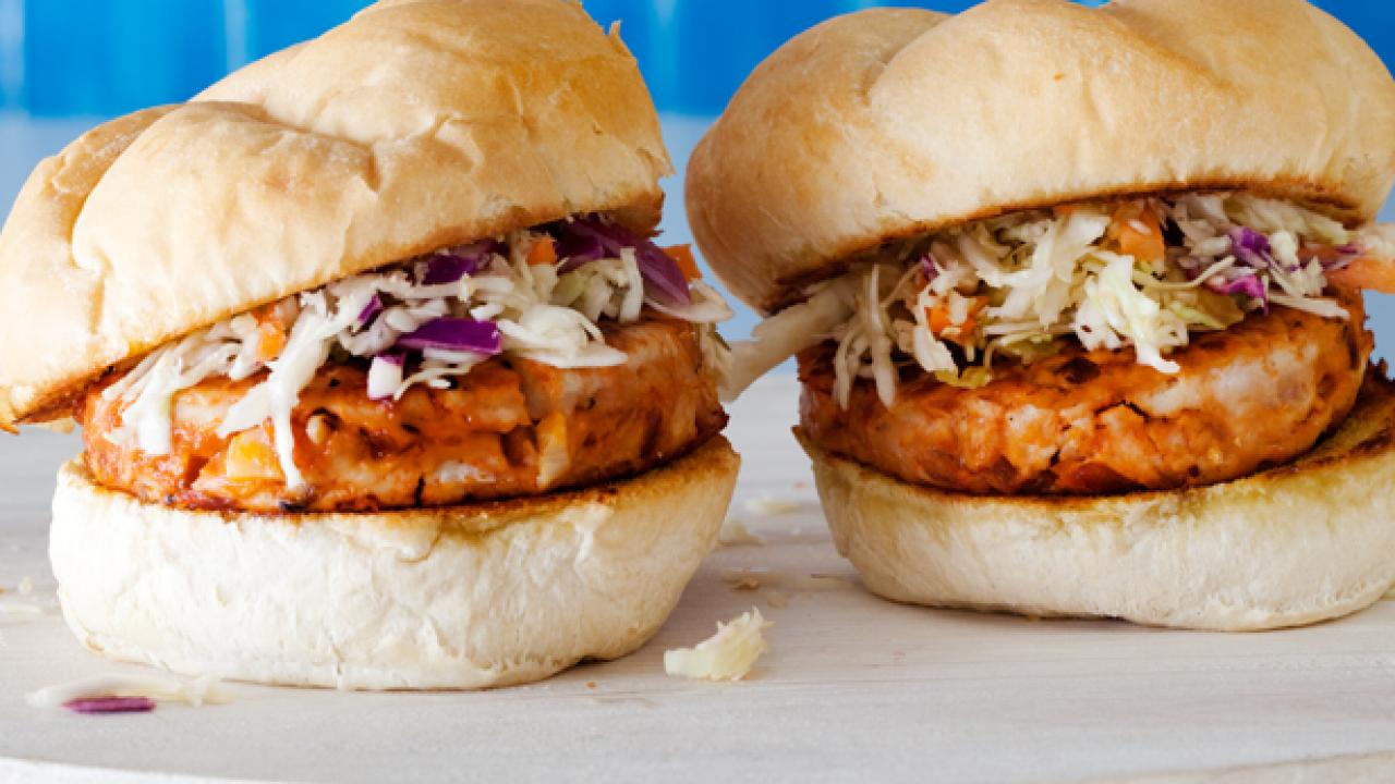 BBQ Chicken Burgers With Slaw