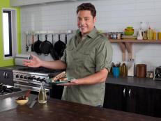 Host Jeff Mauro makes Mortadella and Fig Focaccianini as seen on Food Network's The Sandwich King Winner Series - Season 1.