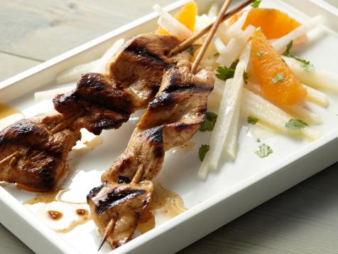 Chipotle Chicken or Shrimp Skewers with Jicama-Orange Salad