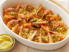 Ina Garten's Baked Shrimp Scampi recipe, from Barefoot Contessa on Food Network, can be made ahead of time for easy entertaining.