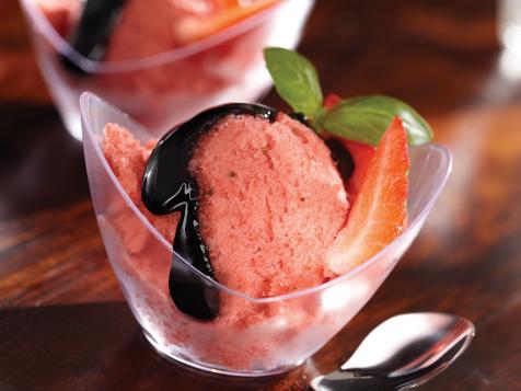Strawberry Balsamic Sorbet with Basil