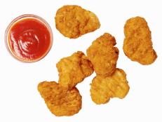 Close-up of chicken nuggets with ketchup