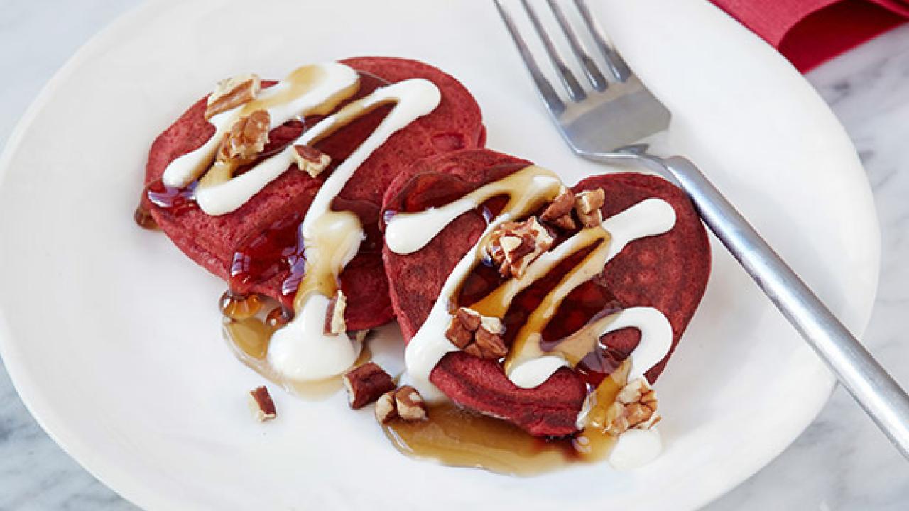 Red Velvet Heart Pancakes