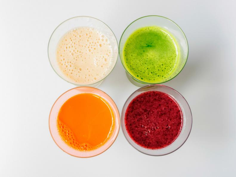 Four smoothies from bird's eye view