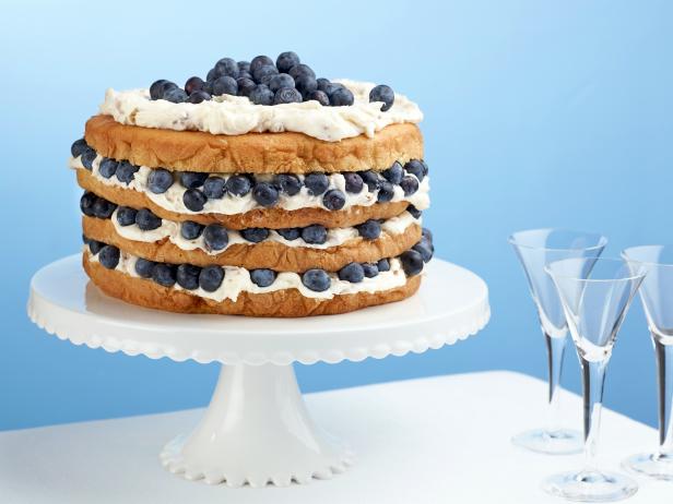 Italian Cream Cake with Blueberries