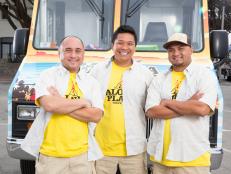 Team Aloha Plate's Adam Tabura, Lanai Tabura and Shawn Felipe as seen on Food Network's The Great Food Truck Race, Season 4.