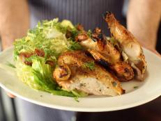The Chef's Take features grilled chicken for two with butter lettuce salad from Eric Korsh. More healthy restaurant recipes like these at Food Network.