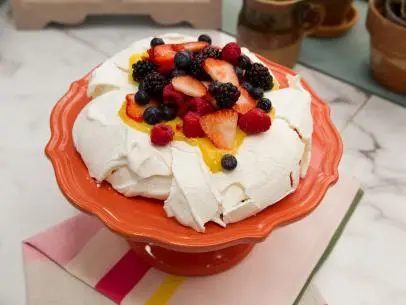 Food beauty of a pavloa peppermint meringue, as seen on Food Networkâ  s The Kitchen, Season 4.