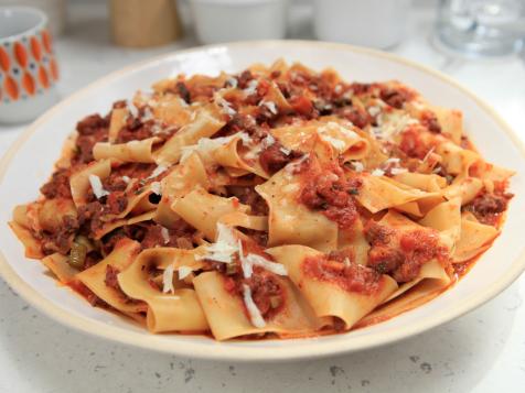 Spicy Sausage Bolognese with Pappardelle