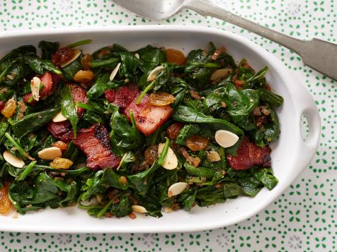 Baby Spinach with Almonds and Golden Raisins