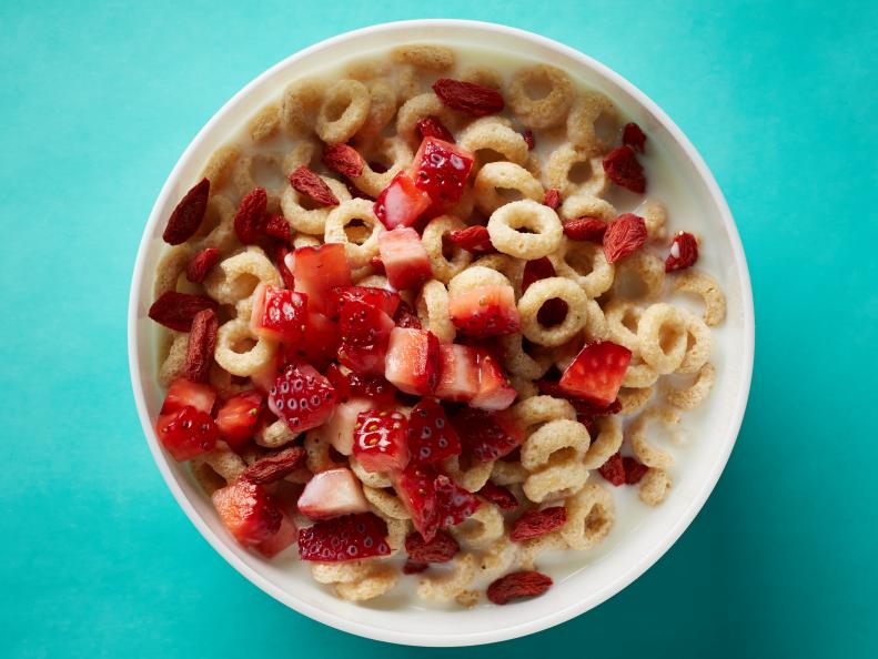 Food Network Kitchen's Cereal O's with Goji Berries and Strawberries for Superfood Breakfast as seen on Food Network