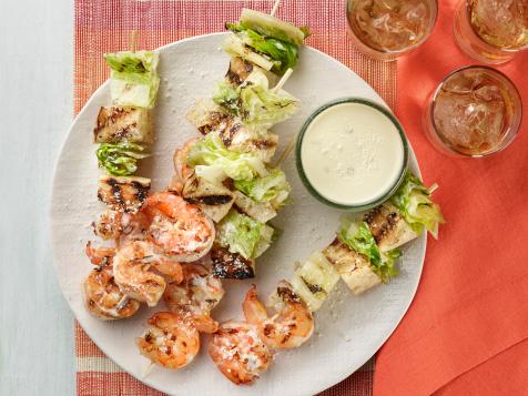 Grilled Shrimp Caesar Salad Skewers